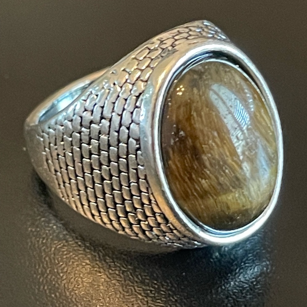 Oval tiger eye stone S925 silver ring size 9.5 - Picture 2 of 9